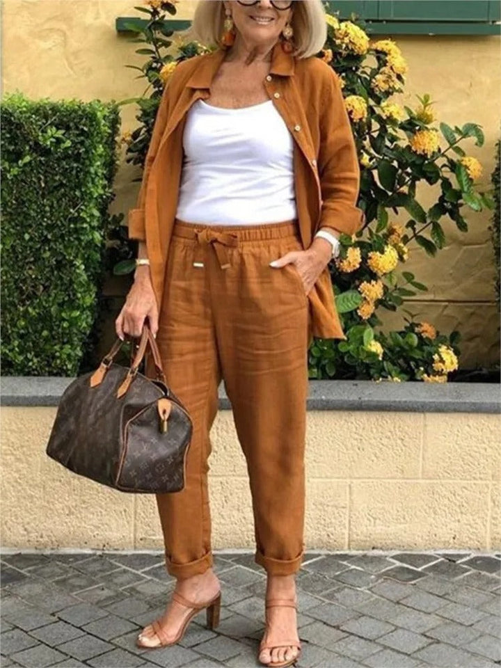 Henna - Conjunto de Camisa de Manga Comprida e Calças