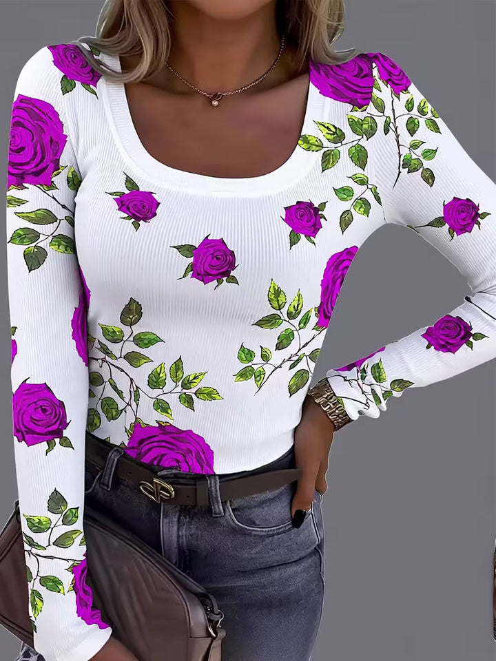 Rabiye - Top Com Estampado Floral E Decote Quadrado