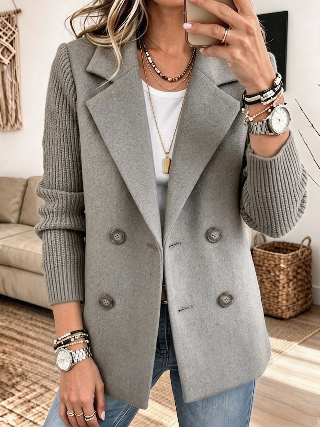 Winchell - Casaco De Outono Elegante Com Mangas Em Malha