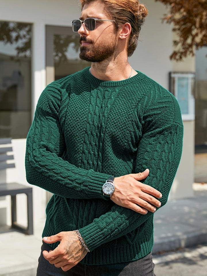 Eiduks - Camisola Clássica de Gola Redonda com Ponto Trançado