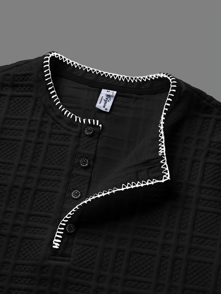 Layton - Camiseta Henley De Manga Curta Com Textura