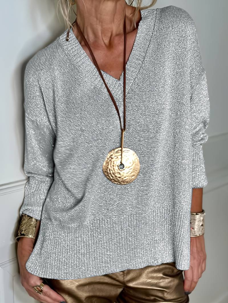 Migle - Camisola De Manga Comprida Com Decote Em V