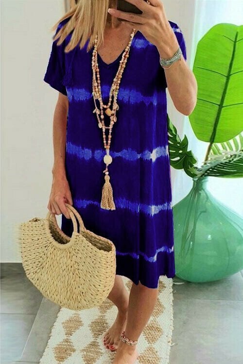 Karlaa - Vestido Largo De Verão Com Riscas Em Batik