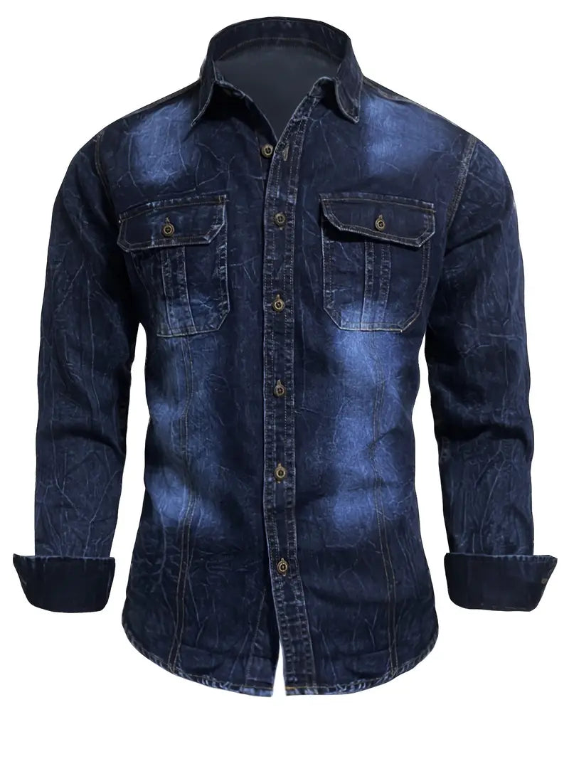 Angelo - Camisa de Ganga com Bolsos Frontais com Botões