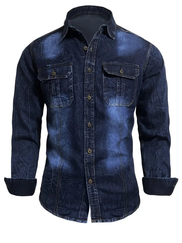 Angelo - Camisa de Ganga com Bolsos Frontais com Botões