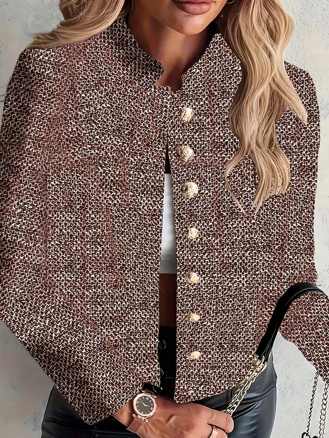Aruzhan - Blazer Elegante De Manga Comprida Com Botão