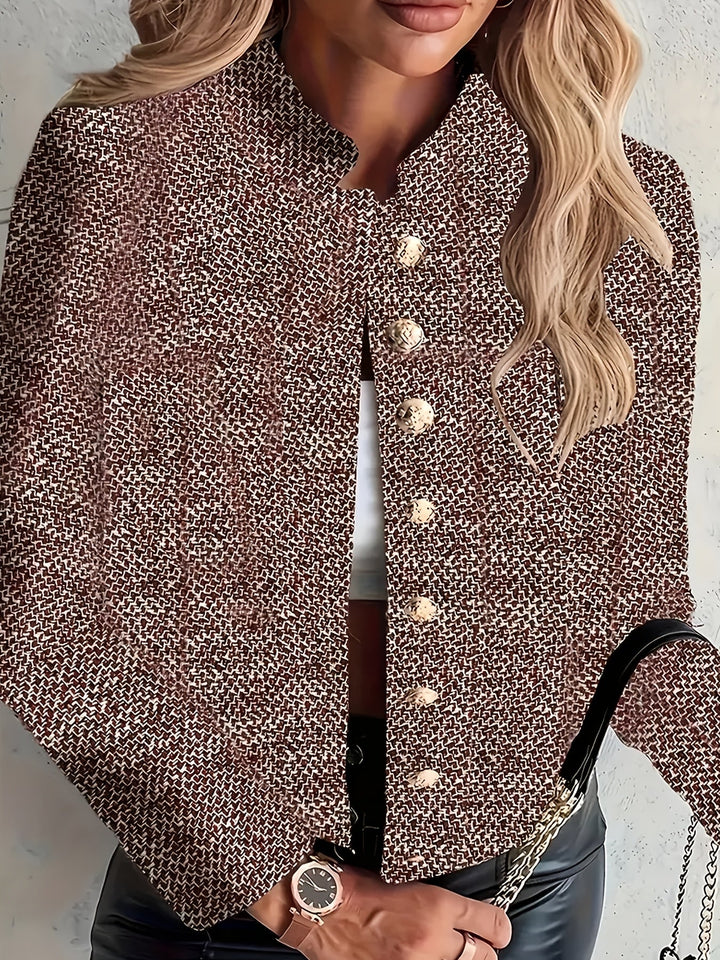 Aruzhan - Blazer Elegante De Manga Comprida Com Botão