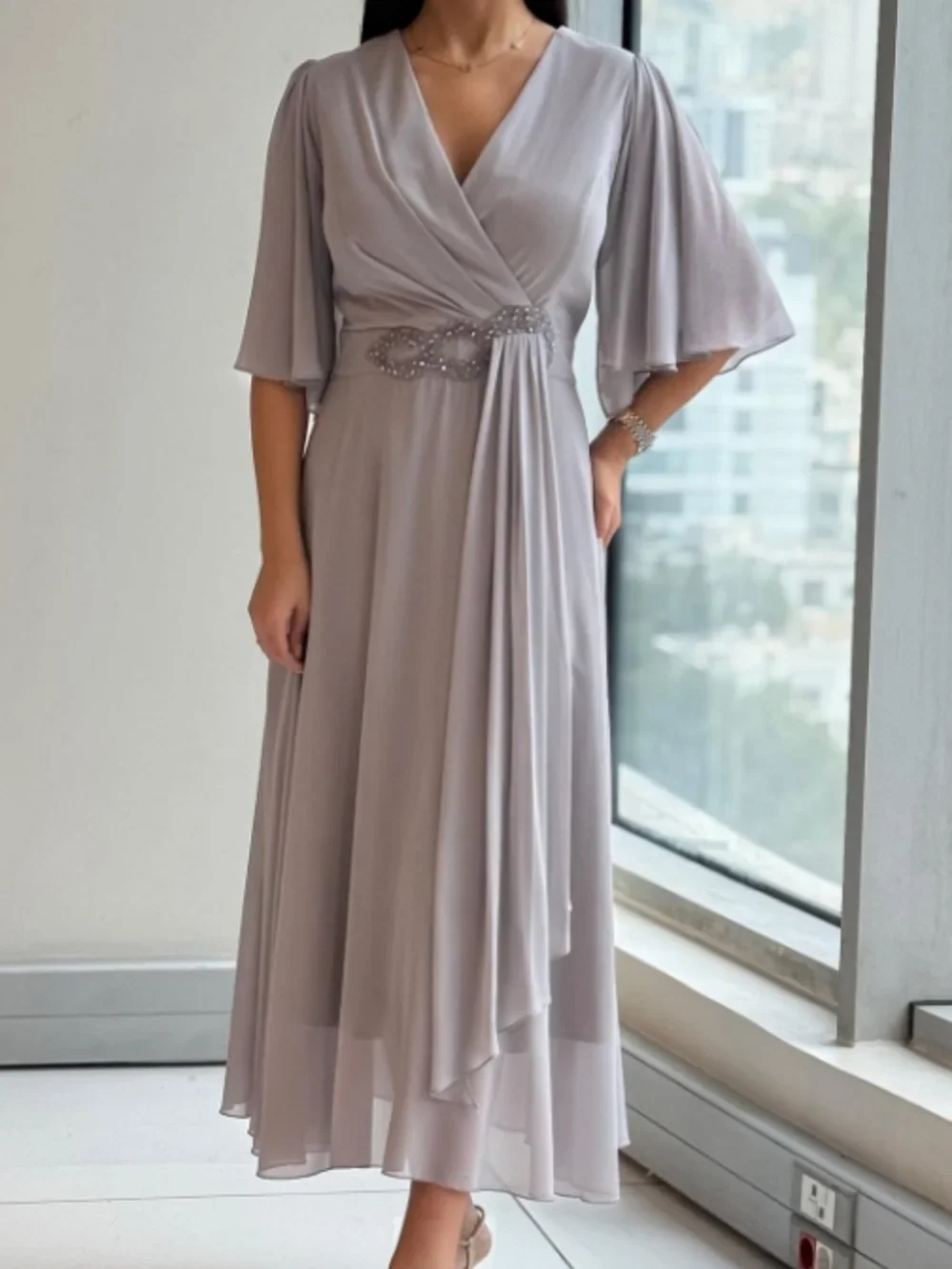 Ezina - Vestido Longo Elegante Em Pano