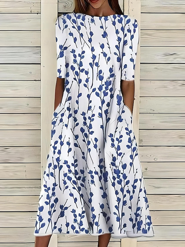 Kwanza - Vestido Midi Esvoaçante Com Estampado Floral