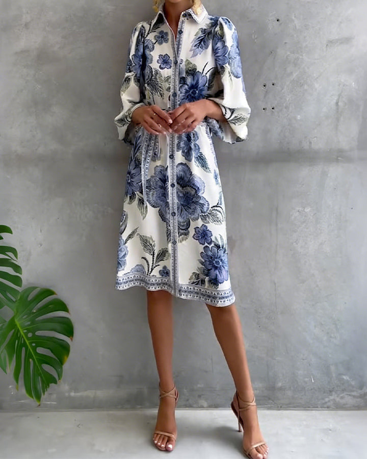 Nylera - Vestido Com Mangas Largas e Gola Recortada
