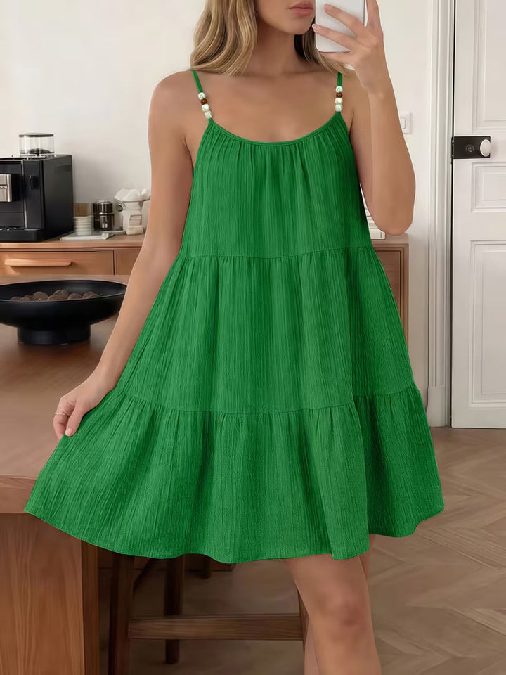 Masley - Mini Vestido de Corte Largo Com Alças Finas