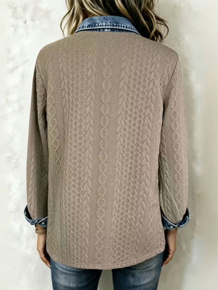 Leoora - Camisa De Manga Comprida Com Bolsos De Remendo