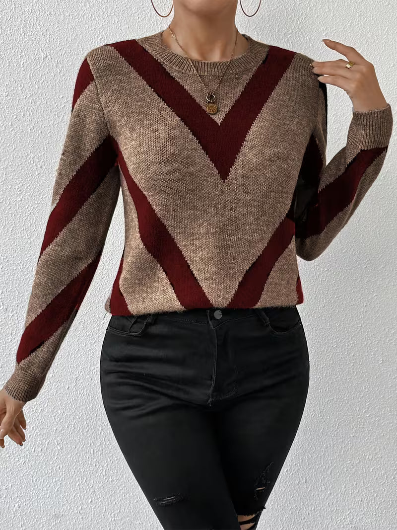 Minaza - Camisola De Gola Redonda Com Padrão Geométrico