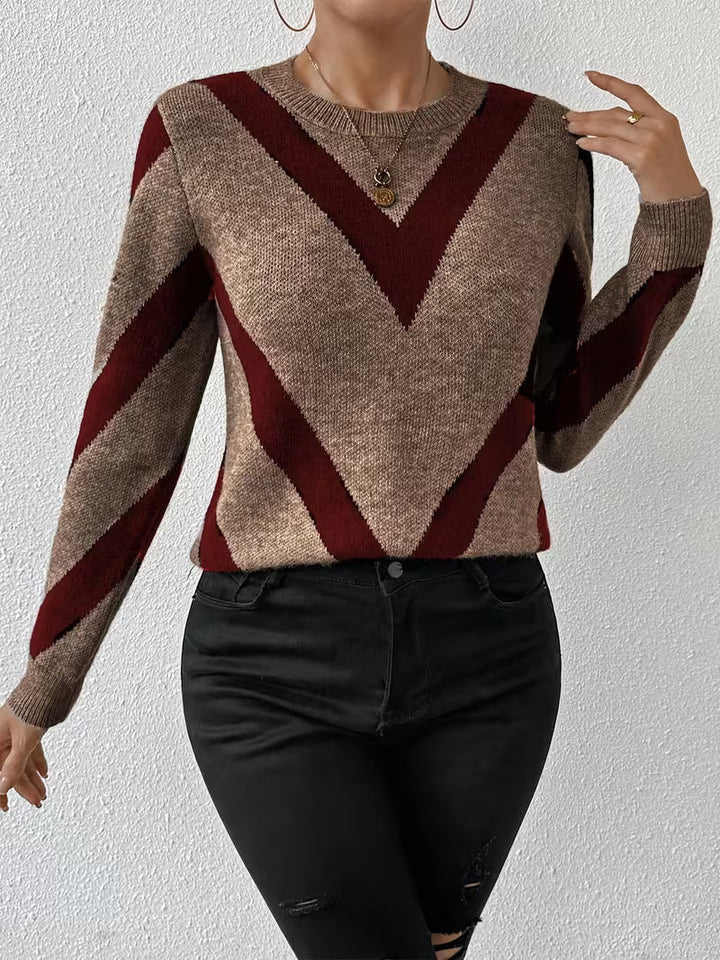 Minaza - Camisola De Gola Redonda Com Padrão Geométrico