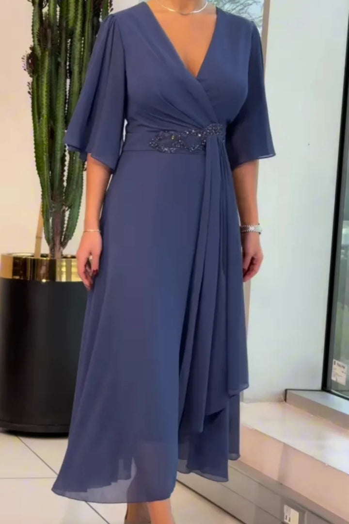 Ezina - Vestido Longo Elegante Em Pano
