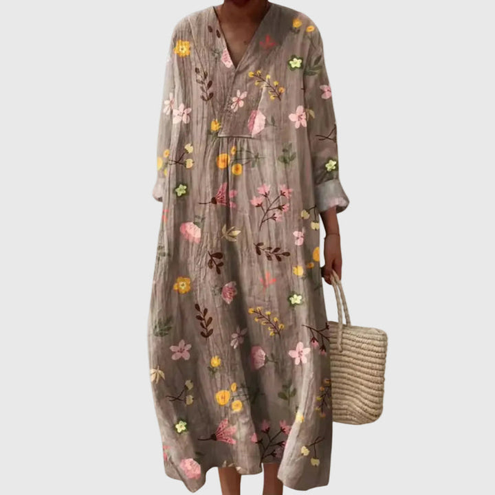 Elyana - Vestido Midi Oversized Com Decote em V