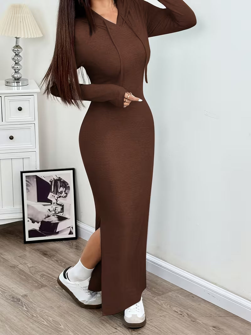 Dahye - Vestido Maxi De Manga Comprida Com Capuz