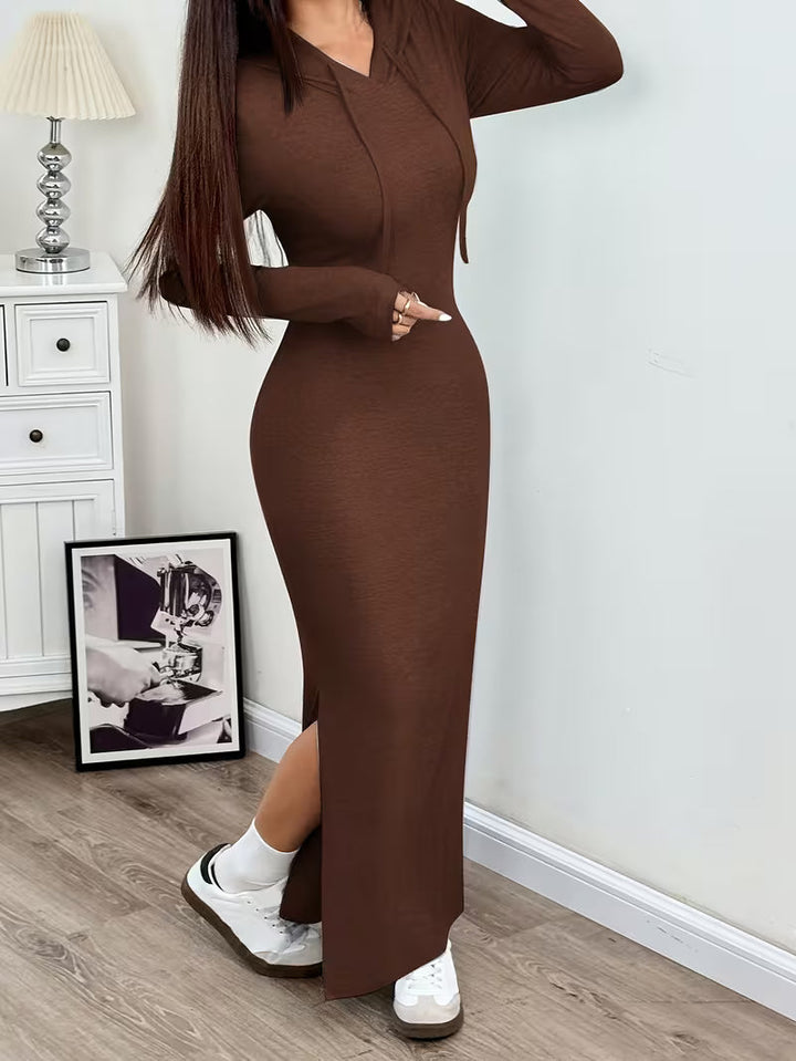 Dahye - Vestido Maxi De Manga Comprida Com Capuz
