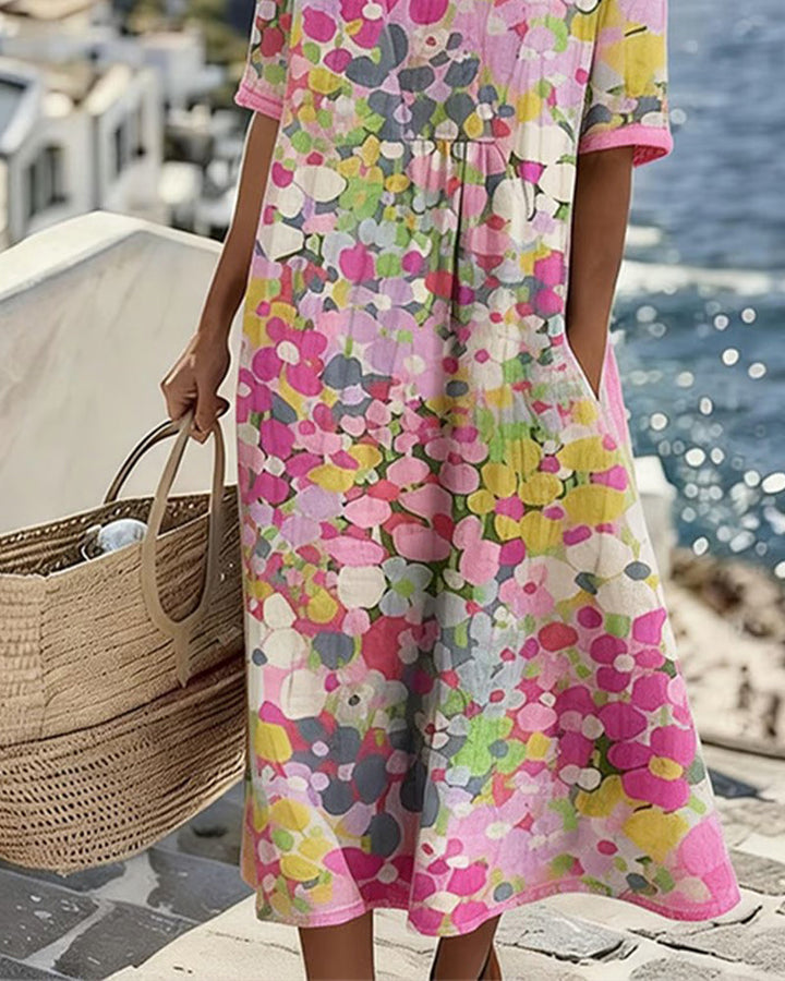 Sivena - Vestido Solto Elegante Com Estampado
