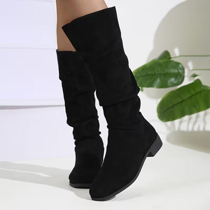 Joliza - Botas Largas até Meio Da Barriga Da Perna Com Salto Baixo