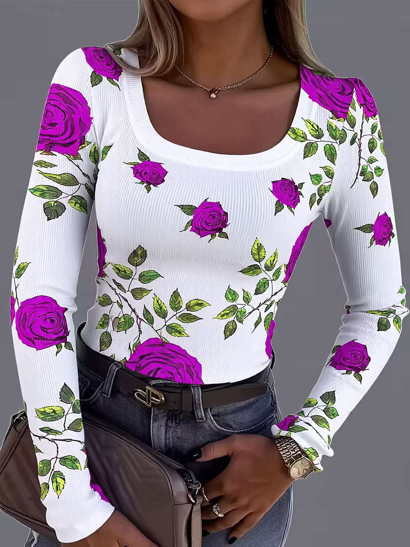 Rabiye - Top Com Estampado Floral E Decote Quadrado