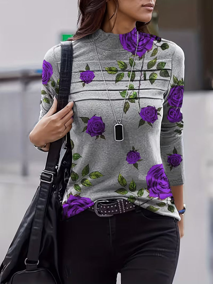 Zinie - Top Com Gola Alta E Padrão Floral