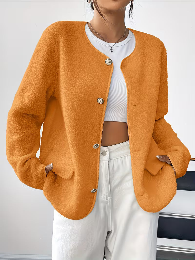 Viktorija - Casaco Elegante Com Gola Redonda e Botões