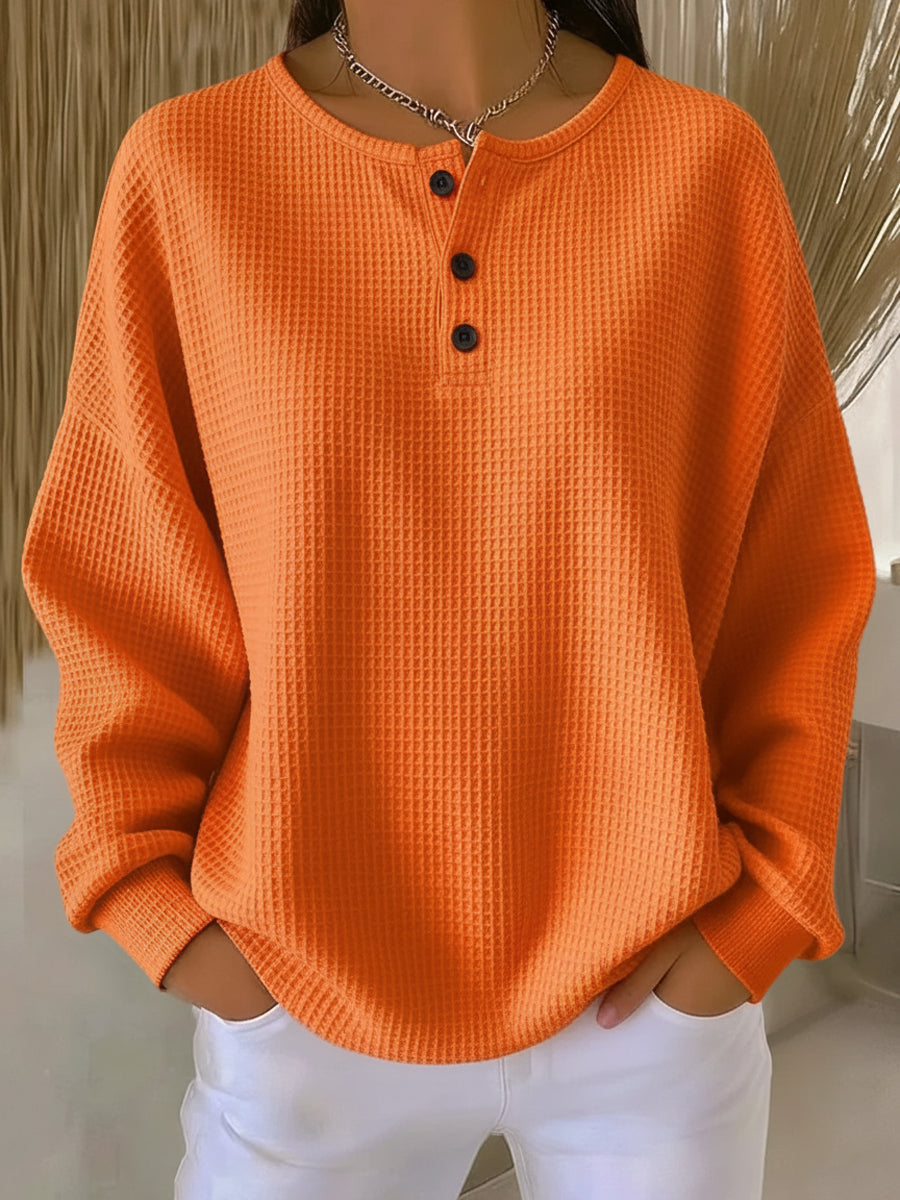 Ritona - Camisola Henley Em Malha Tipo Waffle