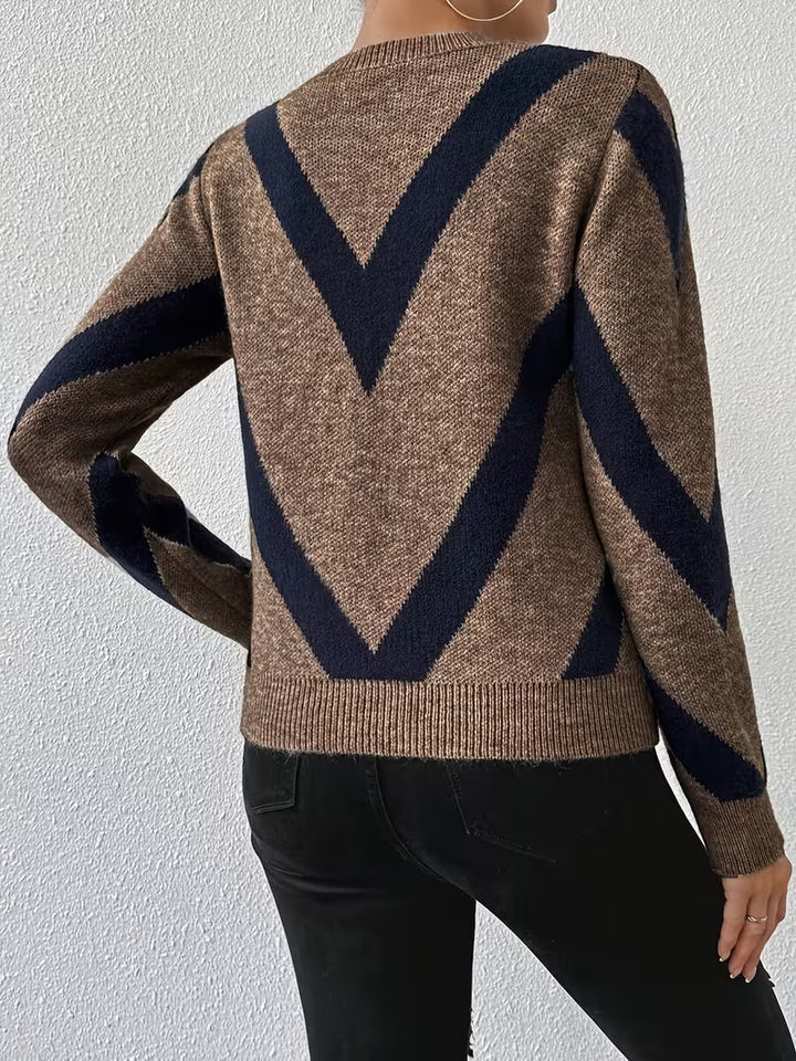 Minaza - Camisola De Gola Redonda Com Padrão Geométrico