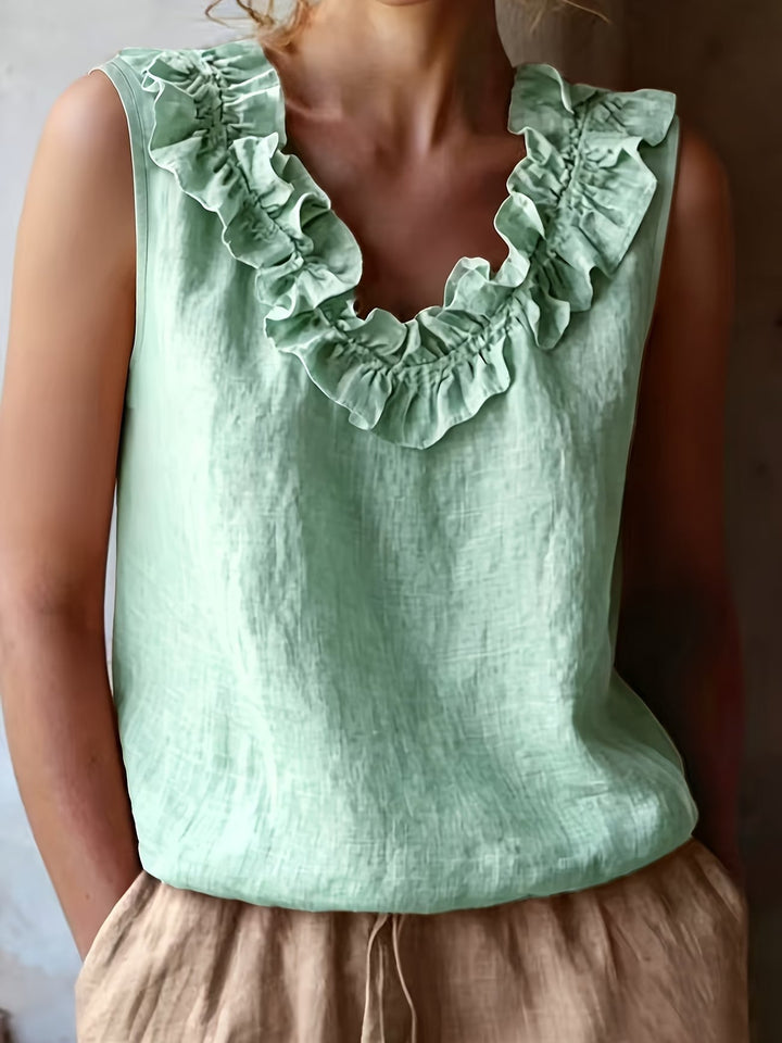 Safiya - Blusa SEM Mangas Com Decote Com Folhos