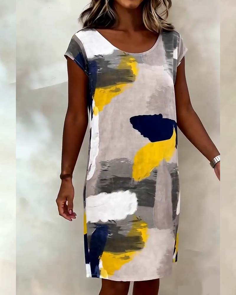 Addie - Vestido de gola Redonda com Estampado Tie-dye