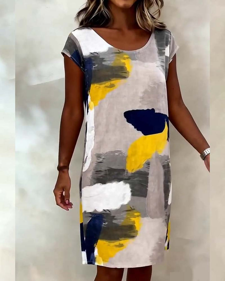 Addie - Vestido de gola Redonda com Estampado Tie-dye