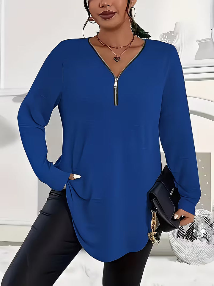 Liorah - Camisa Elegante de Manga Comprida Com Fecho