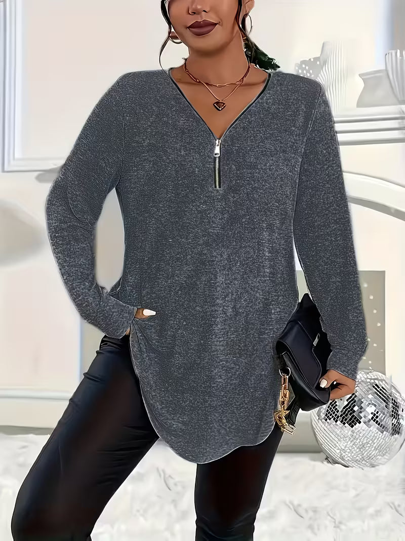 Liorah - Camisa Elegante de Manga Comprida Com Fecho