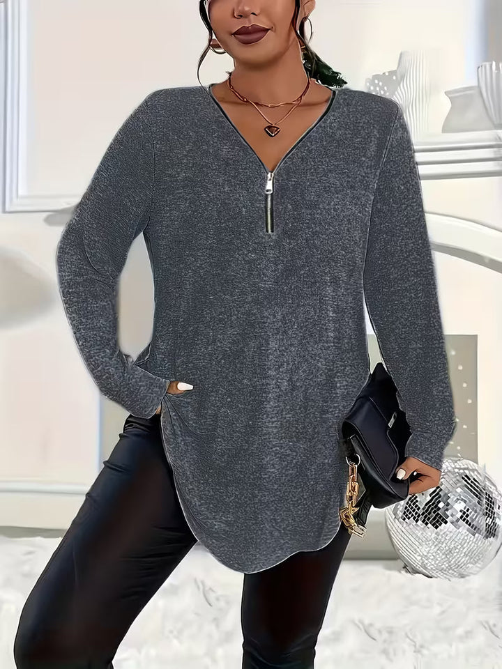 Liorah - Camisa Elegante de Manga Comprida Com Fecho