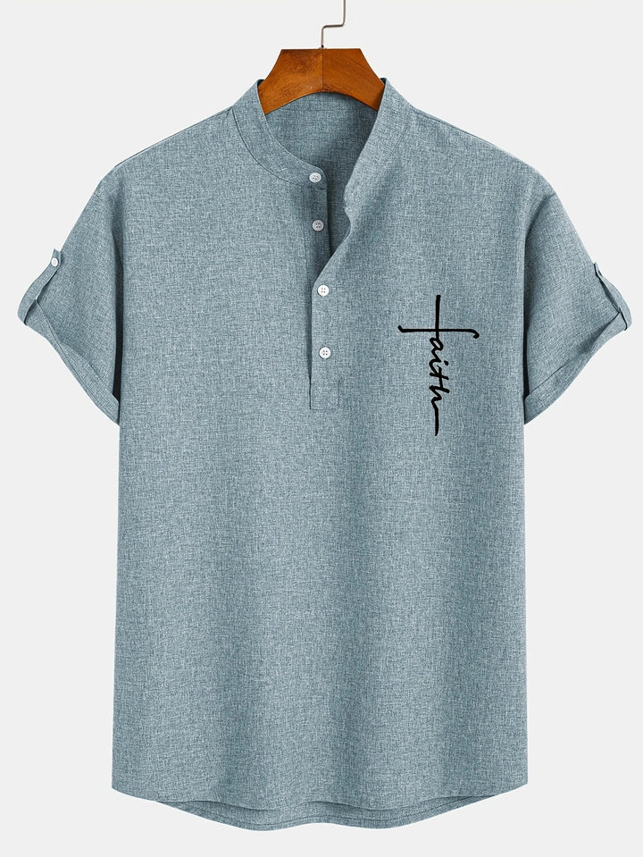 Samuelson - Camisa Elegante De Manga Curta Com Gola