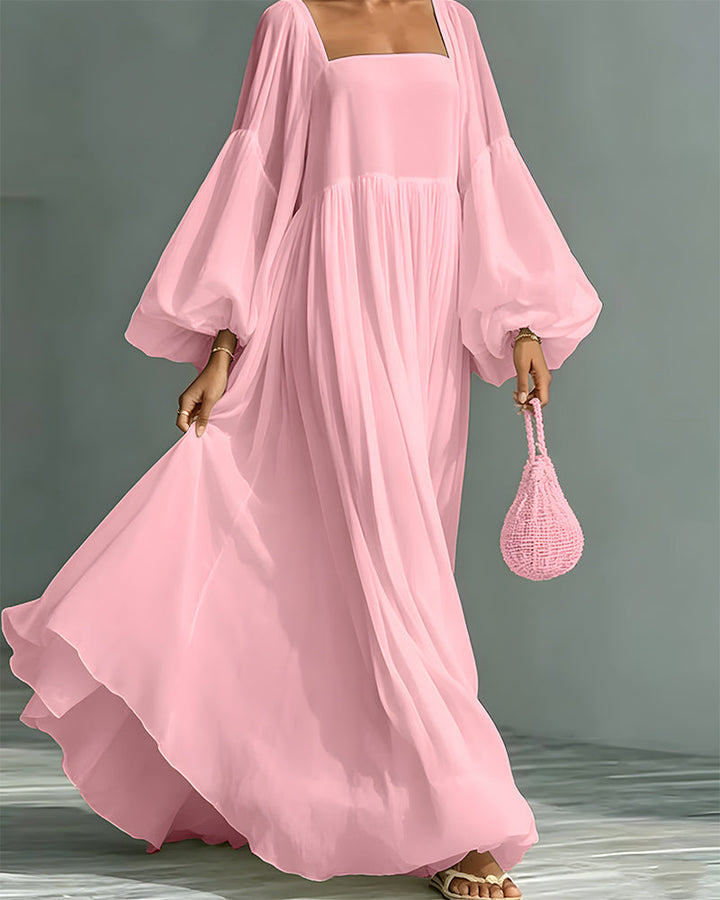 Nunila - Vestido Maxi «Fada» Com Decote Quadrado
