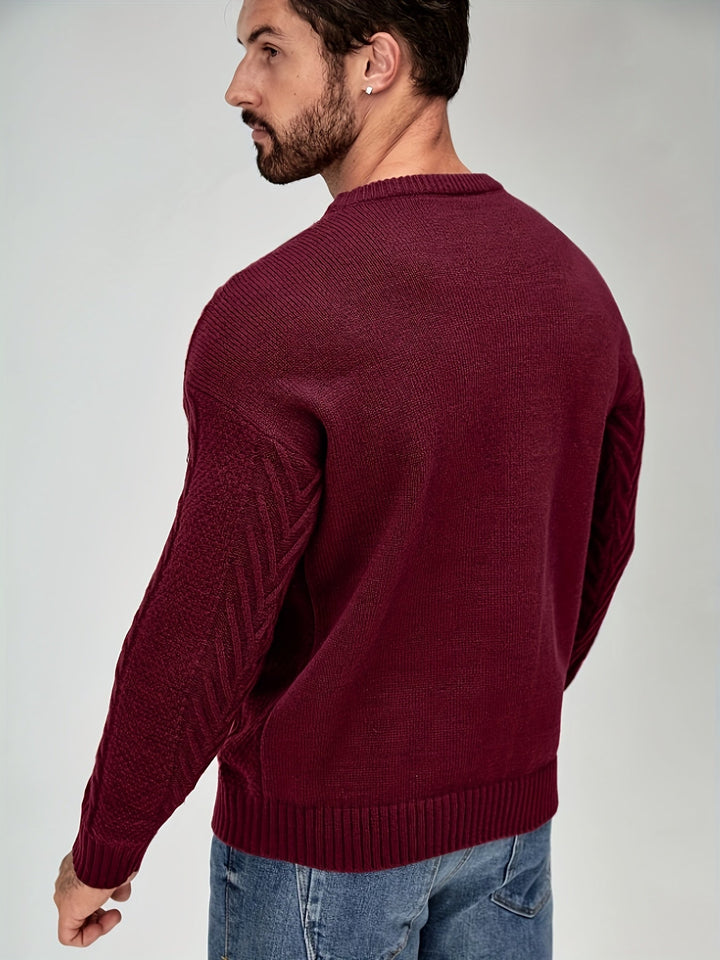 Eiduks - Camisola Clássica de Gola Redonda com Ponto Trançado
