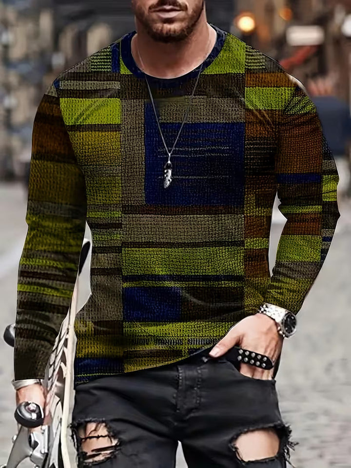 Kellan - Camisa De Manga Comprida Com Estampado Geométrico Em Patchwork