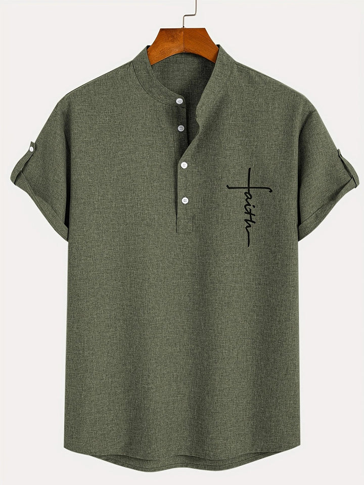 Samuelson - Camisa Elegante De Manga Curta Com Gola