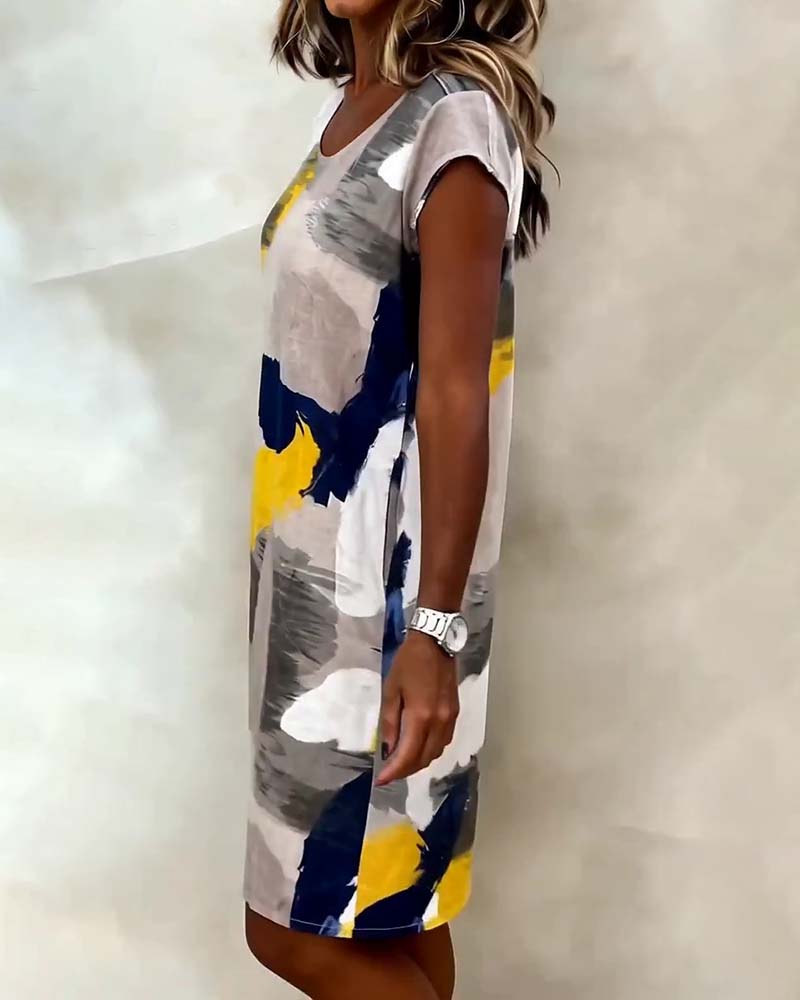 Addie - Vestido de gola Redonda com Estampado Tie-dye