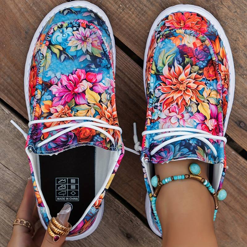 Meiriya - Ténis Casuais Com Estampado Floral Grande