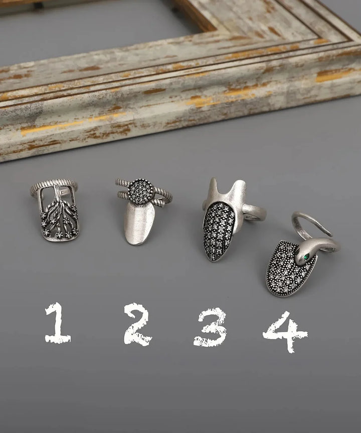 Marinan - Conjunto de Anéis Ajustáveis Para Unhas Boho - 4 Peças