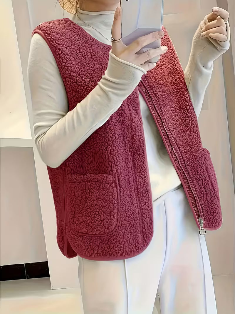 Miona - Colete De Velo Felpudo Com Bolsos