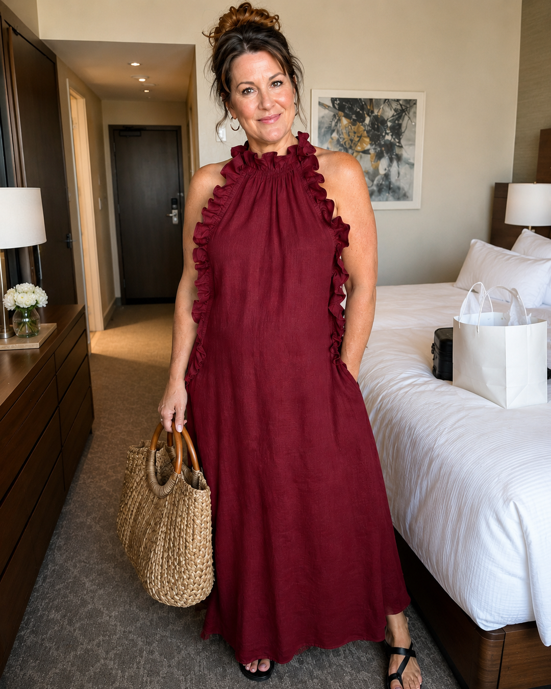 Vasara - Vestido Maxi Boémio Com Folhos