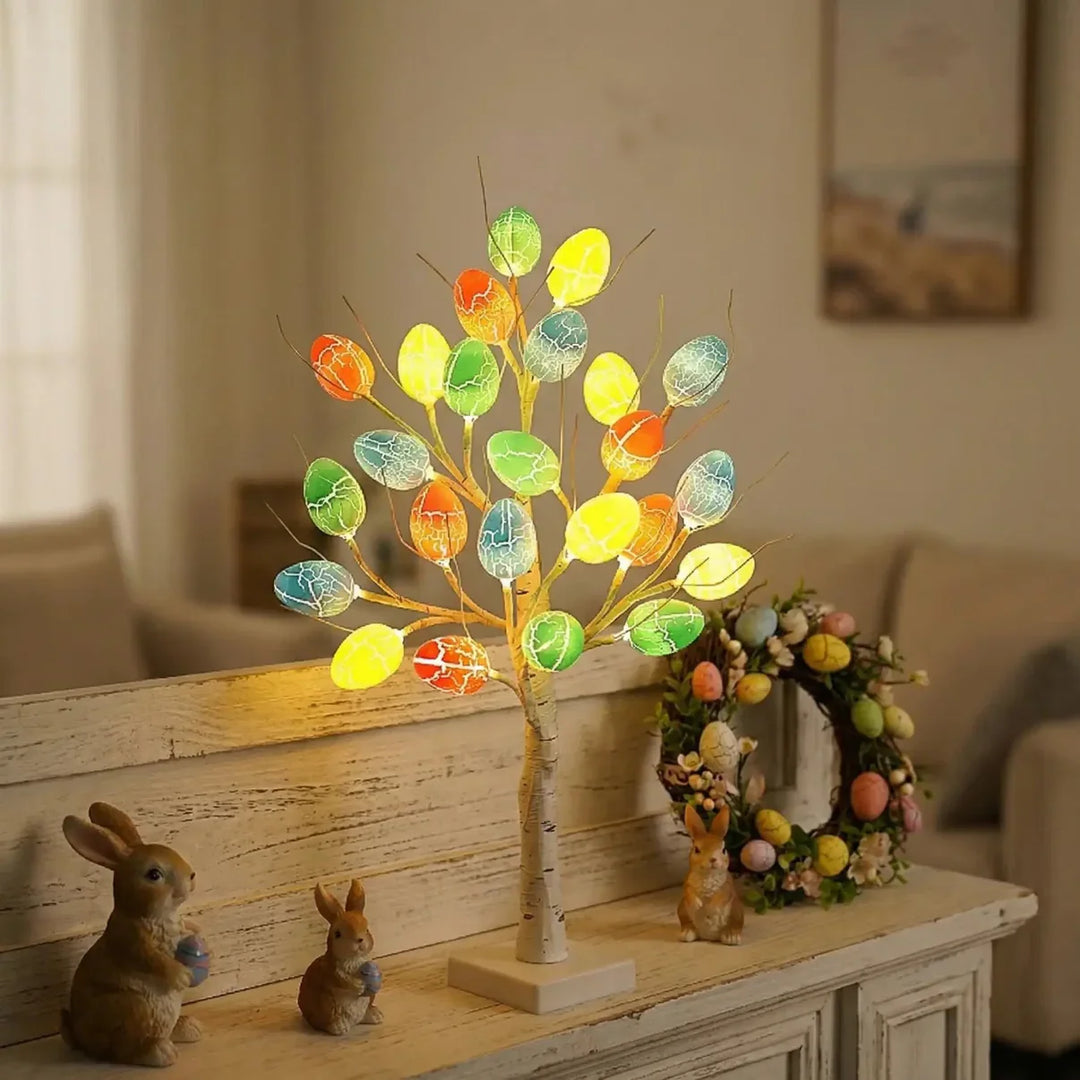 SpringAura - Árvore de Páscoa Com luzes LED Coloridas Para Uma Decoração Festiva da Casa