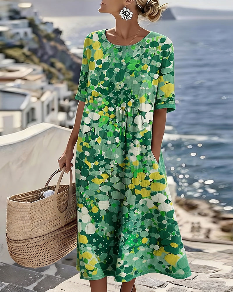 Sivena - Vestido Solto Elegante Com Estampado