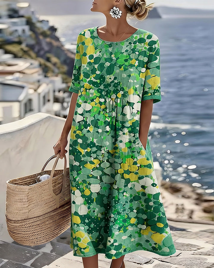 Sivena - Vestido Solto Elegante Com Estampado