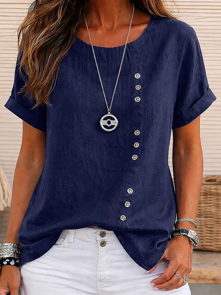 Mickale - Blusa De Algodão Com Botões