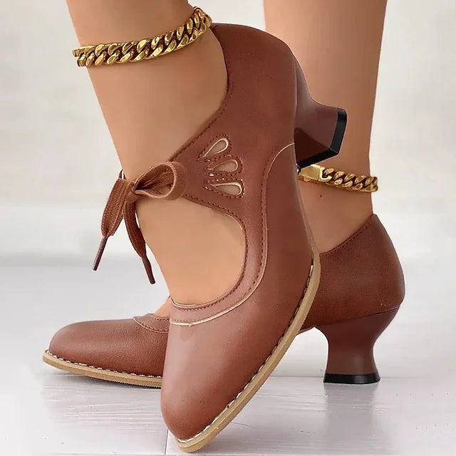 Zydrune - Sapatos de Salto Alto em Couro Vintage
